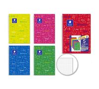Golden Pack de 5 Cuadernos Asignatura Folio 80 Hojas 90gr Cuadricula 4x4 - Resistente - Tapa Dura - Ideal para Estudiantes - Colores Surtidos