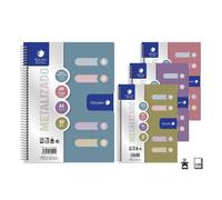 Golden pack de 6 cuadernos a4 120 hojas 90gr cuadricula 5x5 - tapa polipropileno - colores metalizados surtidos