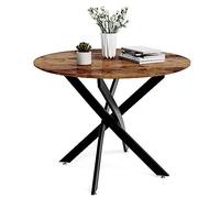 GOLDFAN Mesa de comedor redonda de madera de 80 cm, mesa de cocina retro para comedor, estilo industrial rústico marrón y negro (solo mesa), AWS-022-9