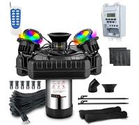 Goldlife - Aireador de fuente para estanque, F3 con 4 luces RGB, fuente flotante de acero inoxidable de 1 HP 750 W 110 V con cable de alimentación de 100 pies, bomba de fuente aireadora de octágono