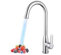 GOLDMAN SERVICE | Grifo de Fregadero Monomando Caño Alto Giratorio 360° Grifo Cocina Modernos de Acero Inoxidable, Grifo de Cocina con Sistema Economy Water, Grifos Cocina Fregadero Elegantes