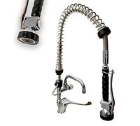 GOLDMAN SERVICE | Grifo monomando extensible rociador ducha para fregadero de cocina uso hogar y profesional, con alcachofa muelle flexo negra pulverizadora