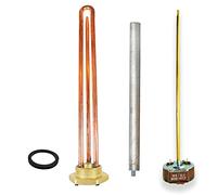 GOLDMAN SERVICE Kit Resistencia Termo Eléctrico Monoblock Roscada de 1¼ Pulgadas - Termostato - Anodo Magnesio - Junta. Recambio para Calentador de agua, Acumulador Solar, Caldera (2000W)