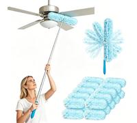 GoldOars Plumero Telescópico 180 cm Compatible con Swiffer Duster | Set súper largo extensible con 20 paños, Microfibra 360° giratorio, Para limpiar ventiladores de techo, Paredes & muebles