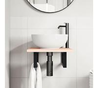 Goldonion Estante lavabo de pared acero roble 40 x 50 cm | Carga 100 kg, soporte rectangular negro, montaje flexible, 2 soportes incluidos
