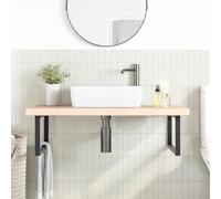Goldonion Estante lavabo suspendido roble 100 x 60 cm | Estructura de acero negro, soporta 100 kg, soportes incluidos, montaje en pared