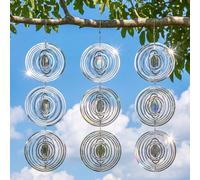 Golgner Juego de 3 carillones de viento reflectantes, 3D de acero inoxidable para repeler pájaros, reflector de palomas con reflejo de espejo, rotación de 360°, resistente a la intemperie, para balcón