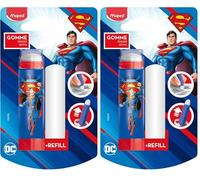 GOMA DE BORRAR MAPED SUPERMAN, Diseño Retráctil Con Repuesto, Borrador Escolar De, Suave Y Preciso Para Lápiz Y Grafito, Ideal Para Niños Y Colección DC Comics (Paquete de 2)