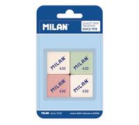 MILAN Goma de borrar 430 – Cuadrada – Blíster 4 unidades