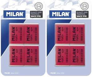Goma de borrar milan nata 624 blister de 4 unidades (Paquete de 2)
