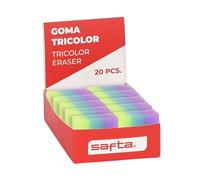 Goma de borrar safta pvc tricolor expositor de 20