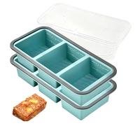 GOMETY 2 recipientes de silicona para congelar sopa, 3 bandejas de congelación con tapa, grandes recipientes para sopa, congelador, bandeja para sopa, caldo, salsa, cubitos de hielo (azul)