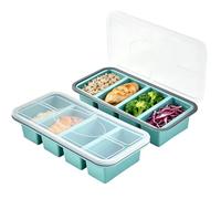 GOMETY 2 recipientes de silicona para congelar sopa, 4 bandejas de congelación con tapa, recipientes grandes para sopa, congelador, bandeja para sopa, caldo, salsa, cubitos de hielo (azul)