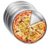 GOMETY 4 bandejas redondas para pizza de acero inoxidable, juego de hornear de acero al carbono, 30 cm, saludable y no tóxico