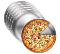 GOMETY 6 bandejas redondas para pizza de acero inoxidable, juego de hornear de acero al carbono, 20 cm