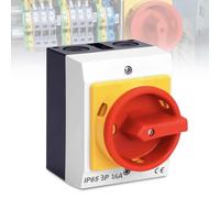 GOMETY Interruptor principal de disyuntores 16A 3 polos, interruptor giratorio con carcasa de plástico IP65, interruptor disyuntor, interruptor seccionador de carga, interruptor de montaje empotrado