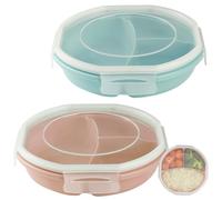 GOMETY Juego de 2 platos para microondas, cuencos bento, herméticos, diseño de hebilla, almacenamiento separado con 3 compartimentos, sin BPA, vajilla para microondas con tapa para calentar, congelar