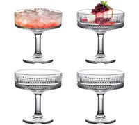 GOMETY Juego de 4 copas de champán, vasos de cóctel de 180 ml, copas de champán con estrías, vasos de champán transparentes para espresso, martini, margarita, vino, postres para ocasiones festivas