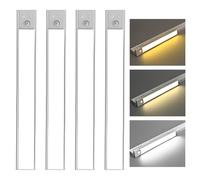 GOMETY - Juego de 4 luces LED para muebles, iluminación de muebles con detector de movimiento de cocina, lámpara de escaparate de intensidad variable, iluminación de escalera