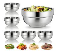 GOMETY Juego De 6 Cuencos De Acero Inoxidable De 13 Cm, Cuencos De Acero Inoxidable De Doble Pared, Ligeramente Irrompibles, Para Sopa, Arroz, Pasta, Ramen