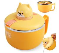 GOMETY Ramen - Cuenco con tapa, 1200 ml, gran capacidad, con temporizador, de acero inoxidable 304, para pasta, fideos, bento, sopa y almuerzo (cachorro)