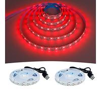 GOMING Tira LED USB 5V Rojo 620nm 240LEDs 2835SMD 4M(2M x 2Piezas) | Alimentado por USB No Impermeable IP20 Luces LED para DIY Gabinete Armario y más
