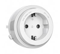GONEO Enchufe Schuko alemán 16 A blanco para sistema de riel eléctrico | Bisel exterior ON/OFF, frontal fijo, indicador LED blanco, bloqueo con botón de desbloqueo, para rieles GONEO, patentado