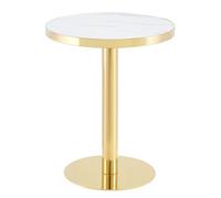 gonew21 Mesa de centro redonda de acero inoxidable dorado y blanco, mesa de salón redonda, mesa auxiliar de lujo, mesa auxiliar de café con columna estable, moderna para sofá, color blanco/dorado con