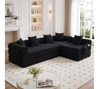 gonew21 Sofá cama de compresión, 270 cm, color negro | Sin montaje, envasado al vacío, superficie de descanso 224 x 69 cm, 300 kg, se puede combinar libremente, apto para mascotas