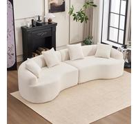 gonew21 Sofá modular en forma de arco de 4 plazas chenilla blanco 230 x 60 | Diseño curvado comprimido envasado al vacío, montaje sin montaje para salón, apartamento, oficina, habitación de invitados