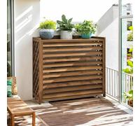 GonTzolkin Madera Cubre Aire Acondicionado Exterior Valla Ocultacion Protector Aire Acondicionado Exterior Funda Aire Acondicionado Grande Marrón Cubre Aire Acondicionado Madera(100x44x93cm)