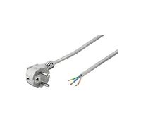 Goobay 50082 Cable de Contacto de protección Acodado para el Montaje/Clavija de Contacto de protección de 90° (Tipo F, CEE 7/7) para los Extremos de los Cables Sueltos/Gris / 2 Metros