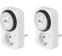 goobay 55538 Interruptor horario analógico para Interiores - Interruptor horario para Tomas de Corriente - Ciclo de 15 Minutos Ajustable - LED de Control - Funcionamiento Continuo Posible - Set de 2