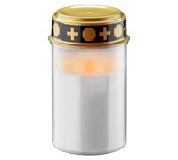 goobay 64604 Luz LED para tumbas con batería/Velas LED tumbas exterior/Vela para cementerios/Luces funerarias/Luz eterna/Lámpara para tumbas/Blanca/Funciona con batería 2x AA Mignon