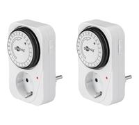 Goobay 64893 - Temporizador analógico para Interiores, con Temporizador, 15 Minutos Ajustable, Apto para Interiores, Control LED, Funcionamiento Continuo, Juego de 2 Unidades