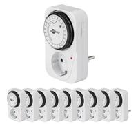 Goobay 64896 - Temporizador analógico para Interiores, Temporizador, 15 Minutos Ajustable, Control LED, Funcionamiento Continuo, Juego de 10 Unidades, tamaño pequeño