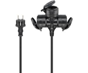 Goobay 65437 base múltiple 5 m 3 salidas ac exterior negro