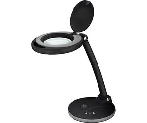 goobay 65576 Lámpara de Aumento LED Regulable/Lámpara Aumento con Soporte/Lupa pie con luz / 6 W Consumo/Temperatura Color 6500 K/Flujo Luminoso 450 LM/Tensión Servicio 230 V (CA) / Negro