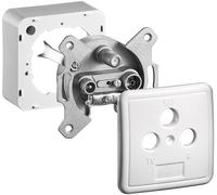 Goobay 68852 toma de corriente tv + sat plata, blanco