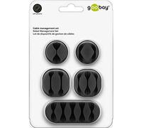 Goobay 70683 Juego de organización de cables (mini) con soportes de cables de diferentes tamaños, clip para escritorio, coche, oficina, clip de cables autoadhesivo, organizador de cables, Set de 5