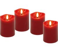 Goobay set de 4 velas led con cera real roja, temporizador y mecha 3d,
