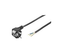 Goobay 96033 Cable de Contacto de protección Acodado para el Montaje/Clavija de Contacto de protección de 90° (Tipo F, CEE 7/7) para los Extremos de los Cables Sueltos/Negro / 3 Metros