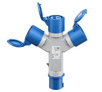 Goobay adaptador cee para caravana, enchufe cee a 3x toma cee, portát