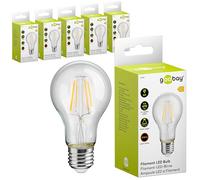 goobay - Bombilla LED filamento 4W / forma vela/bombilla luz blanca cálida 2700K / bombilla LED para lámparas/bombilla bajo calor/no regulable / 4kWh/1000h transparente / 74099 / paquete de 6