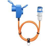 Goobay Cable adaptador CEE para carava 1,5 m – Enchufe CEE 90° y toma de contacto con tapas