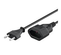 goobay Cable alargador con Enchufe Europeo/Cable alargador Universal para TV, PC, electrodomésticos, Cable alargador, Enchufe Plano, Máx. 2,5 A, Negro, 2 Metros, 64616