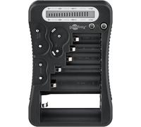 Goobay Comprobador de pilas con pantalla LCD para AA/AAA/9V/C/D, baterías recargables y pilas botón