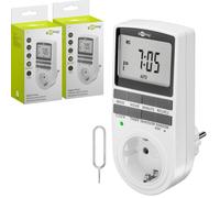 goobay - Juego de 2 temporizadores digitales - 16 programas - Toma de corriente temporizador modo aleatorio para protección antirrobo - in atería reserva 100 días - 3680W - 230V (AC) - 16A - 74215