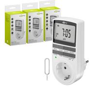 goobay - Juego de 3 temporizadores digitales - 16 programas - Toma de corriente temporizador modo aleatorio para protección antirrobo - in atería reserva 100 días - 3680W - 230V (AC) - 16A - 74216