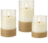 Goobay juego de 3 velas led en cristal, color blanco, con temporizador